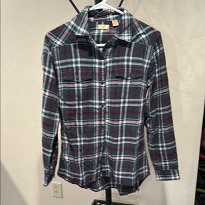 Womens Plaid Shirt - green and pink